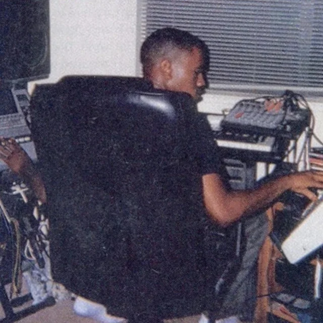 Young Kanye West in home studio